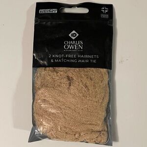 Charles Owen Knot-Free Hairnets with Hair Tie - Tan